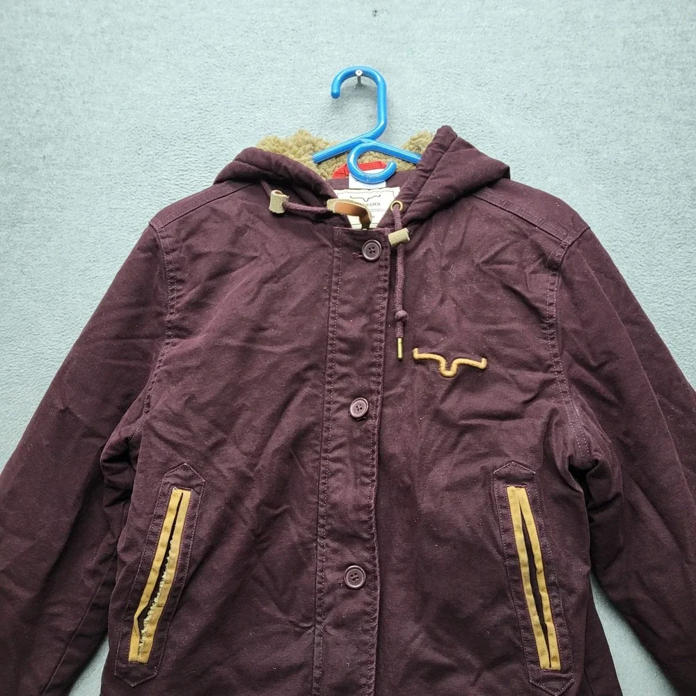 Kimes Ranch Men Jacket XL Burgundy AWA Western‎ Embroidered Sherpa Faux Fur